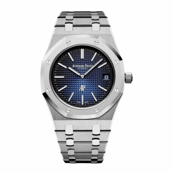 AP-Extra-Thin-Blue-Dial-Replica.webp Audemars Piguet Royal Oak Jumbo Extra-Thin 16202ST Blue Dial Super Clone 1:1 Replica Watch | V-UNION