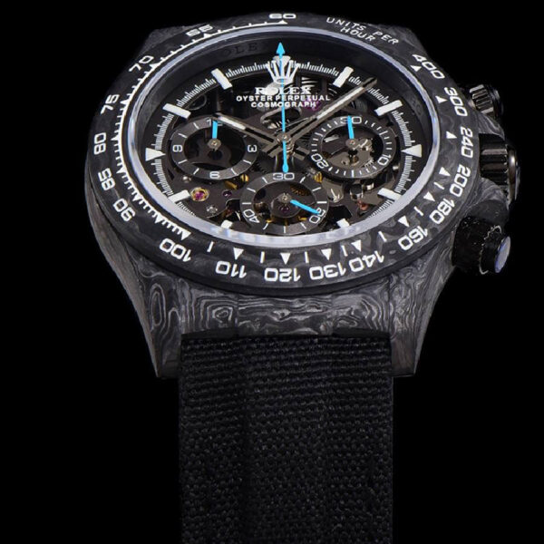 DIW-Daytona-Skeleton-Dial-in-Carbon-with-Blue-Hands-on-Black-Nylon-Strap-1-9.jpg Rolex Super Clone 1:1 Replica Watch | V-UNION