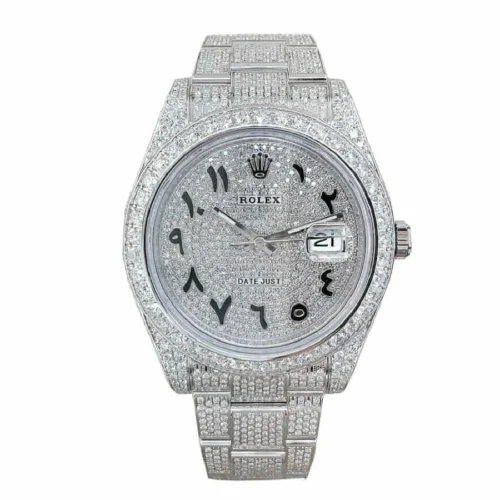 Rolex Datejust 126300 Iced Out Arabic Dial Super Clone 1:1 Replica Watch | V-UNION