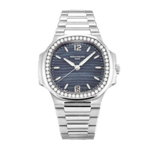 patek-philippe-nautilus-steel-set-diamond-7018-1a-mother-of-perl-blue-dial-replica-1.jpg Patek Philippe Nautilus Ladies 7018/1A Elite Super Clone 1:1 Replica Watch | V-UNION