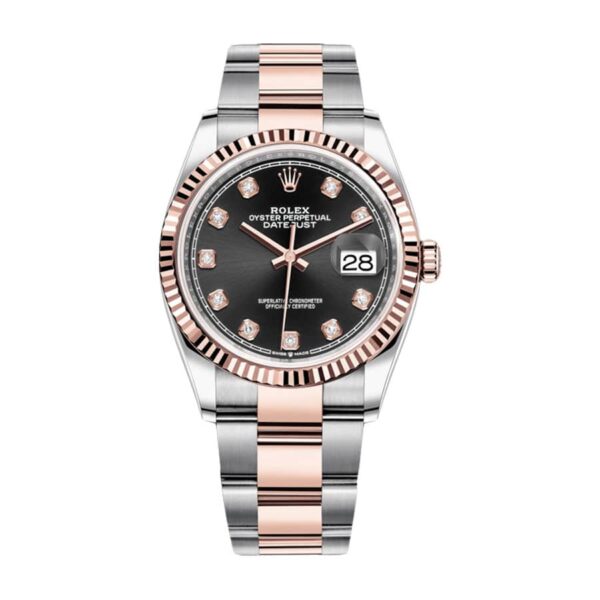 rolex-datejust-126231-36mm-rose-gold-everose-gold-diamond-dial.jpg Rolex Datejust 126231 Black Diamond Dial Super Clone 1:1 Replica Watch | V-UNION