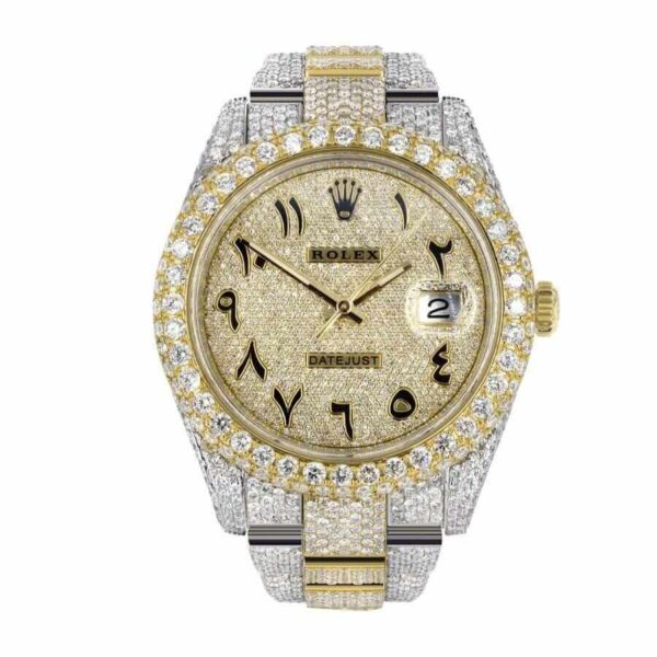rolex-datejust-two-tone-yellow-gold-arabic-dial-iced-out-116300-replica.jpg Rolex Datejust 116300 Super Clone 1:1 Replica Watch | V-UNION