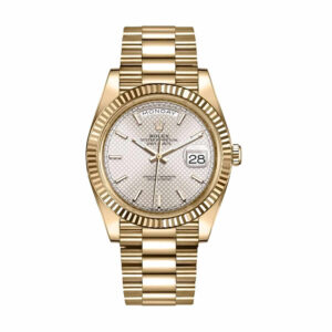 rolex-day-date-228238-n-yellow-gold-silver-diagonal-dial-replica.jpg Rolex Day-Date 228238 Super Clone 1:1 Replica Watch | V-UNION