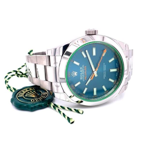 rolex-milgauss-blue-dial-green-crystal-116400gv-oyster.jpg Rolex Milgauss 116400GV Blue Dial Super Clone 1:1 Replica Watch | V-UNION