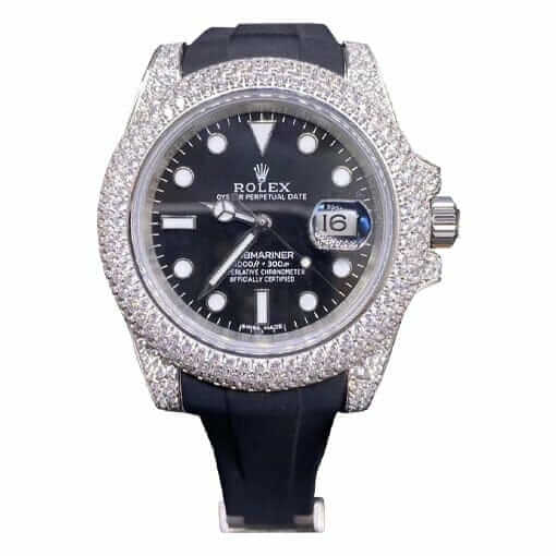 rolex-submariner-flex-rubber-strap-iced-out-bezel-40mm-1163363.jpg Rolex Submariner 116336 Super Clone 1:1 Replica Watch | V-UNION